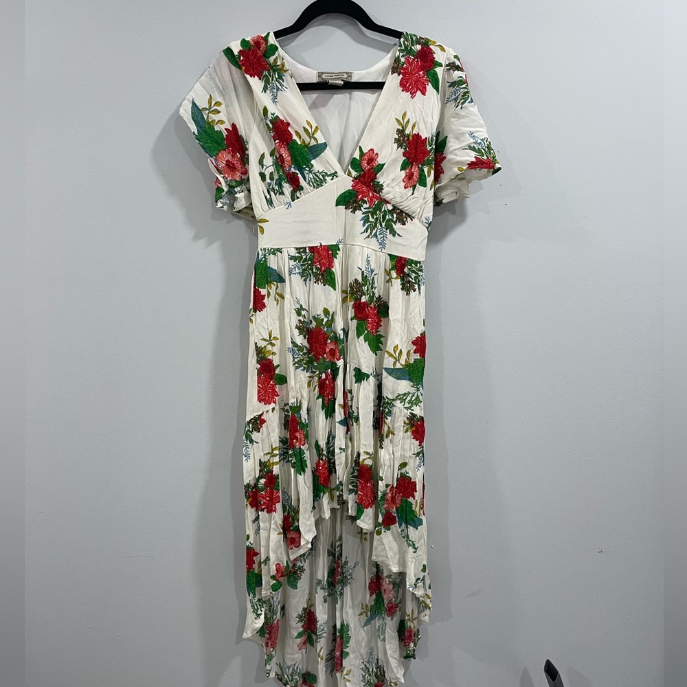 White floral hi low dress